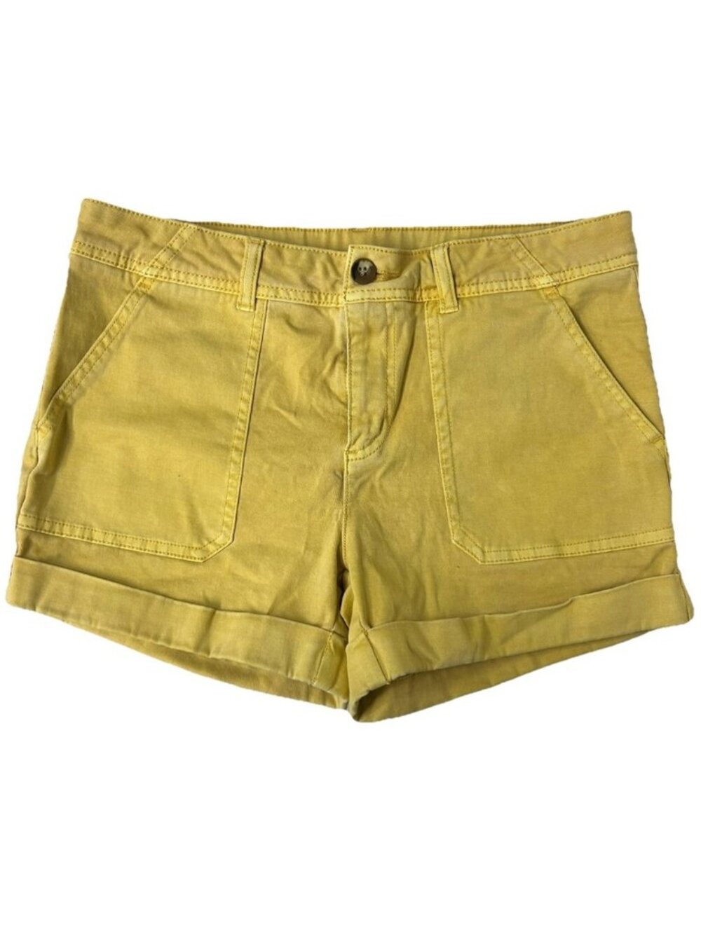 Mid Rise Mom Shorts Women Size 6 Yellow Mustard